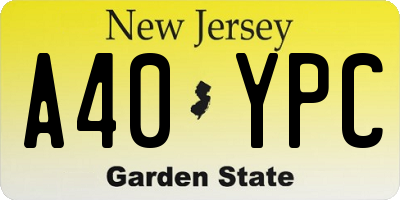 NJ license plate A40YPC