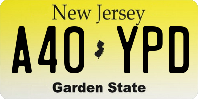 NJ license plate A40YPD