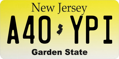 NJ license plate A40YPI