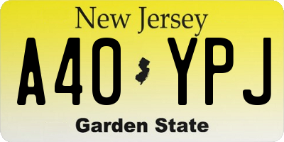 NJ license plate A40YPJ