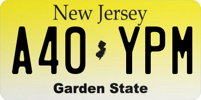 NJ license plate A40YPM