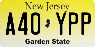 NJ license plate A40YPP