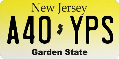 NJ license plate A40YPS