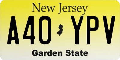 NJ license plate A40YPV