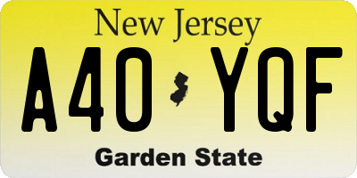 NJ license plate A40YQF