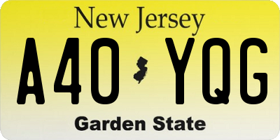 NJ license plate A40YQG