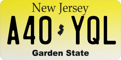 NJ license plate A40YQL