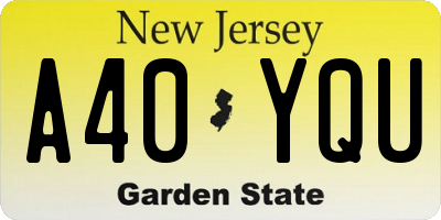 NJ license plate A40YQU