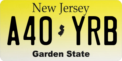 NJ license plate A40YRB