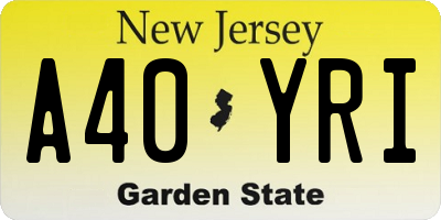 NJ license plate A40YRI