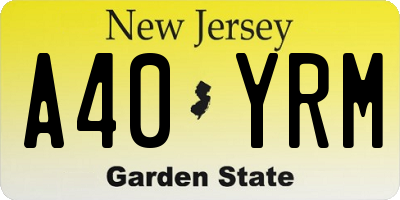 NJ license plate A40YRM