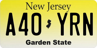 NJ license plate A40YRN