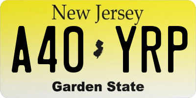 NJ license plate A40YRP
