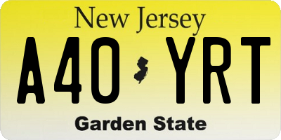 NJ license plate A40YRT