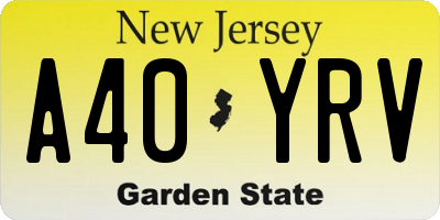 NJ license plate A40YRV