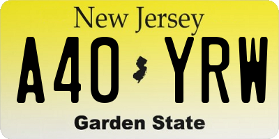 NJ license plate A40YRW