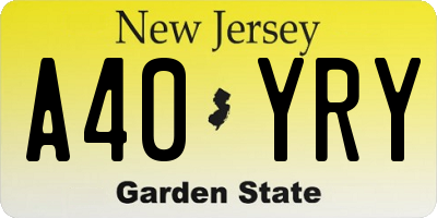 NJ license plate A40YRY
