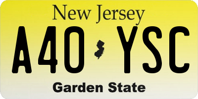 NJ license plate A40YSC