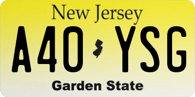 NJ license plate A40YSG
