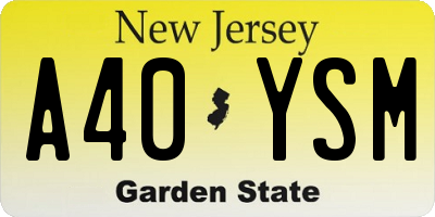 NJ license plate A40YSM