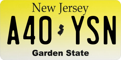 NJ license plate A40YSN