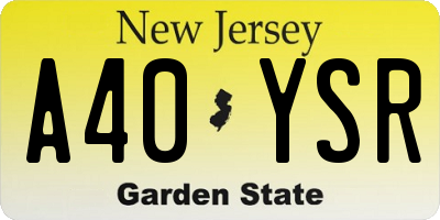 NJ license plate A40YSR
