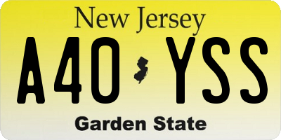 NJ license plate A40YSS
