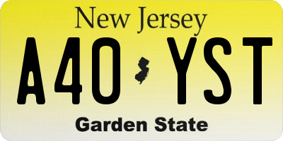 NJ license plate A40YST