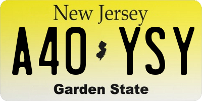 NJ license plate A40YSY