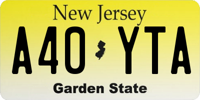 NJ license plate A40YTA