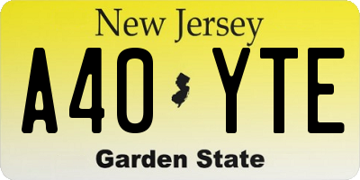 NJ license plate A40YTE