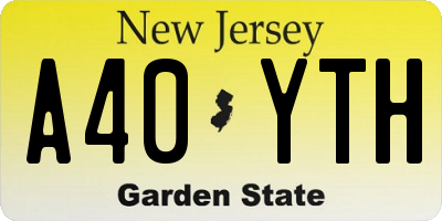 NJ license plate A40YTH