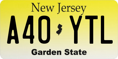 NJ license plate A40YTL