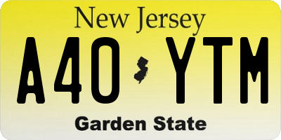 NJ license plate A40YTM