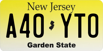 NJ license plate A40YTO