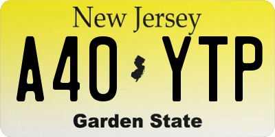 NJ license plate A40YTP