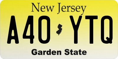 NJ license plate A40YTQ