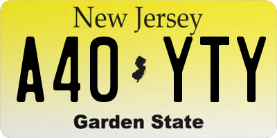 NJ license plate A40YTY