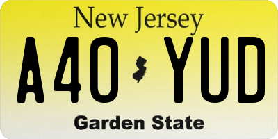 NJ license plate A40YUD