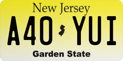 NJ license plate A40YUI