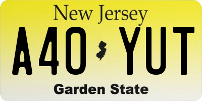 NJ license plate A40YUT