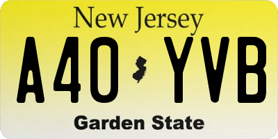 NJ license plate A40YVB