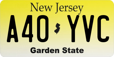 NJ license plate A40YVC