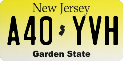 NJ license plate A40YVH