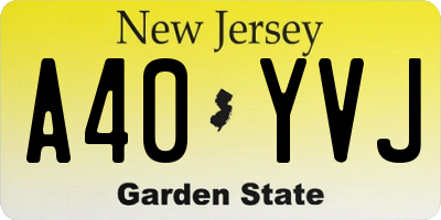 NJ license plate A40YVJ