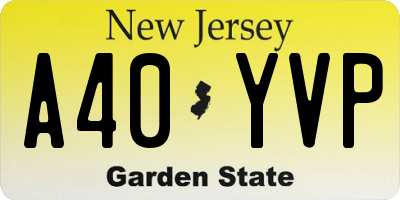 NJ license plate A40YVP