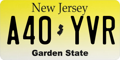 NJ license plate A40YVR