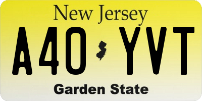 NJ license plate A40YVT