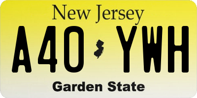 NJ license plate A40YWH