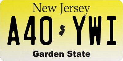 NJ license plate A40YWI